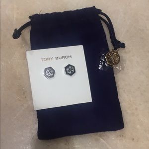NWT Tory Burch Hex Logo Stud Earrings